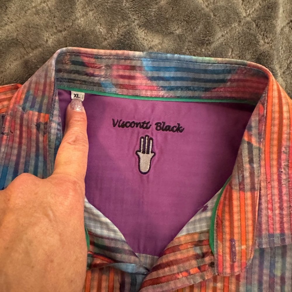 Visconti Black Multicolor Striped Dress Shirt